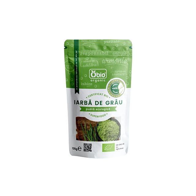 Iarba de Grau Pulbere Organica 125g, Obio