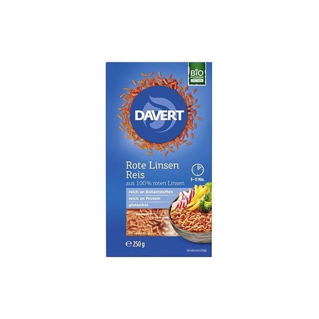 Linte rosie in forma de orez fara gluten 250g, Davert