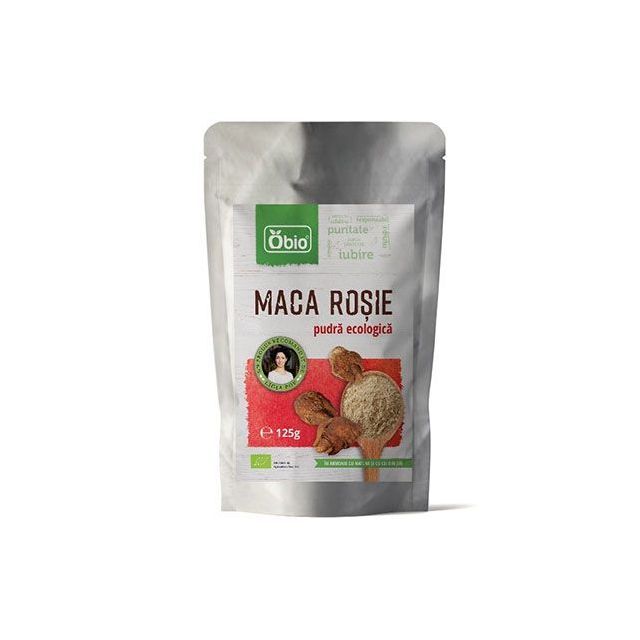 Maca rosie pudra raw bio 125g, Obio