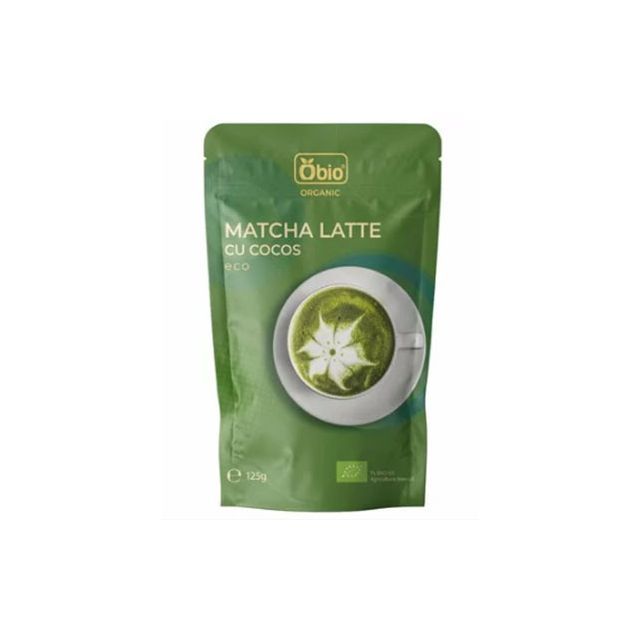 Matcha latte cu cocos bio 125g, Obio