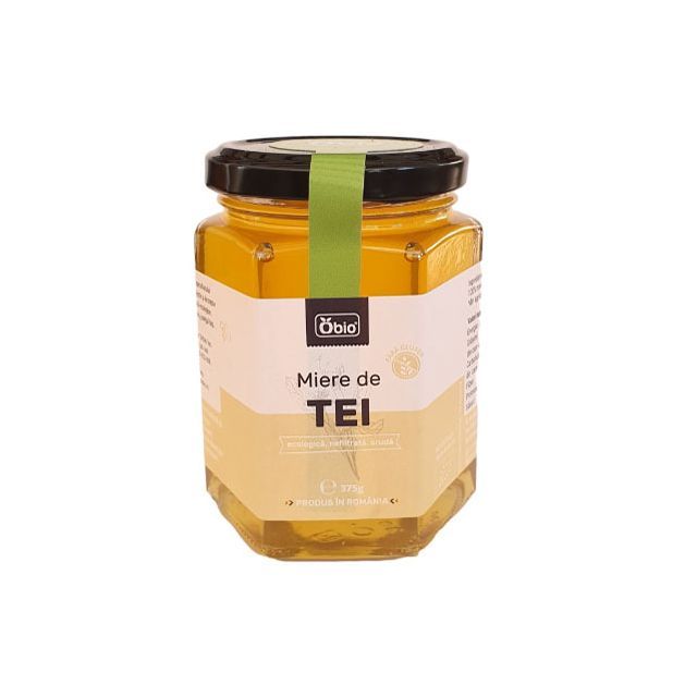 Miere de tei bio, cruda, nefiltrata 375g, Obio