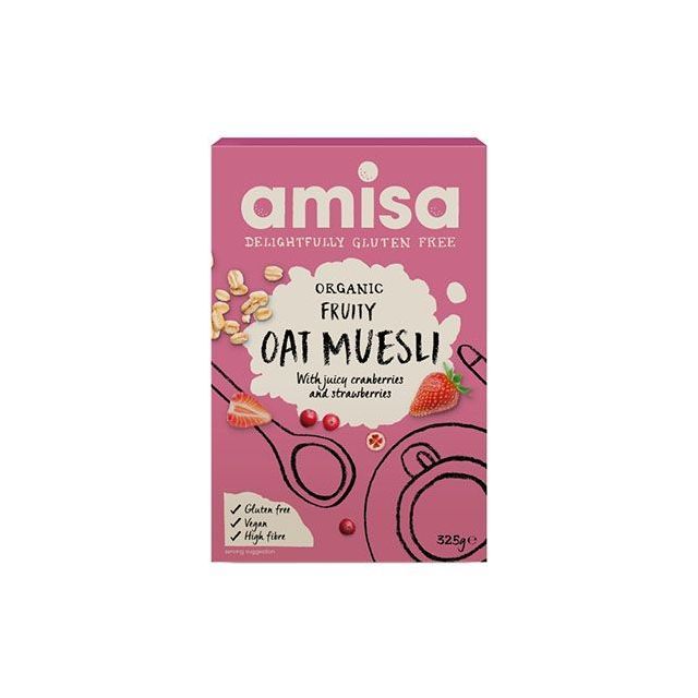 Muesli cu fructe si ovaz fara gluten bio 325g, Amisa