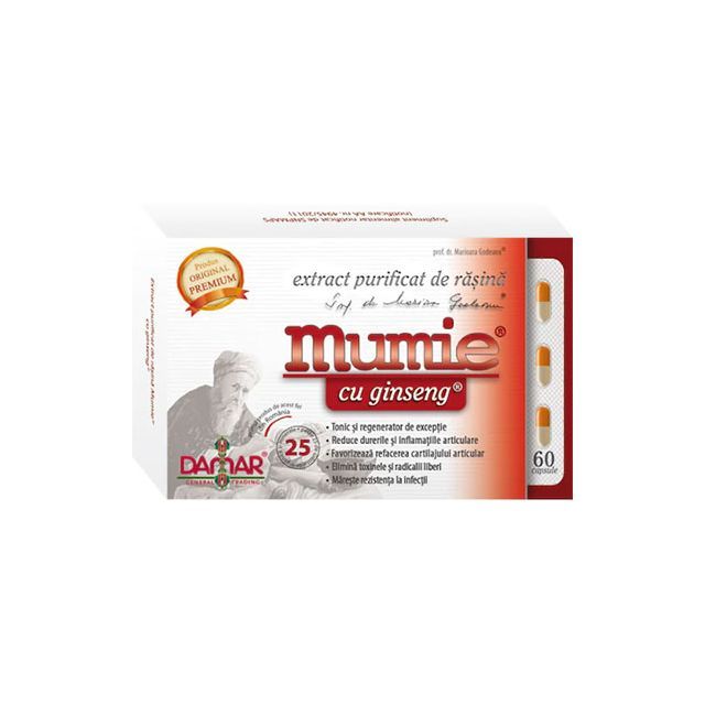 Extract purificat de rasina Mumie cu ginseng 60 cps, Damar