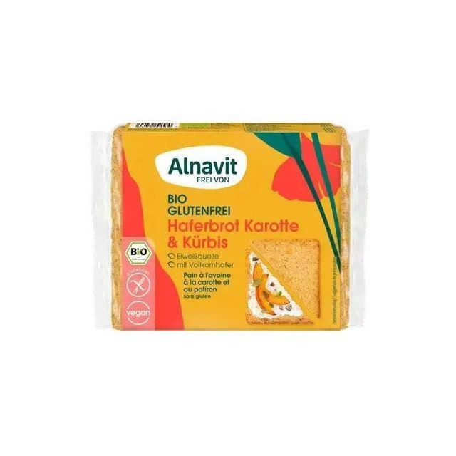 Paine cu ovaz, morcov si dovleac fara gluten, bio 250g, Alnavit