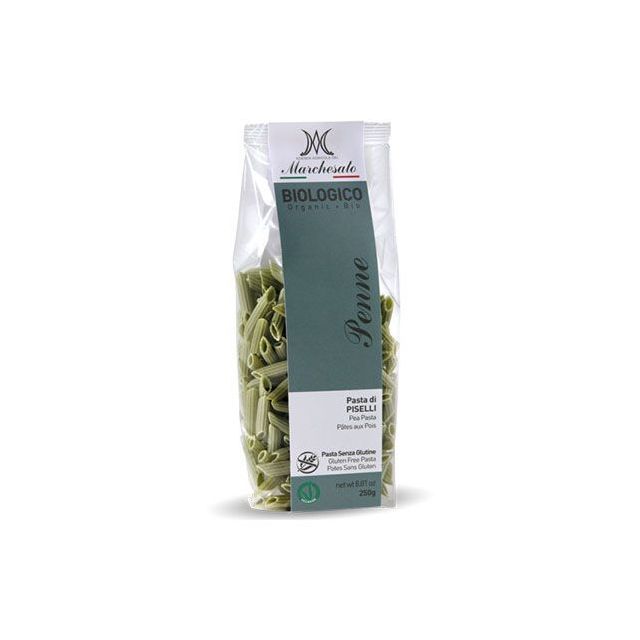 Penne din mazare verde fara gluten, bio, 250g, Marchesato