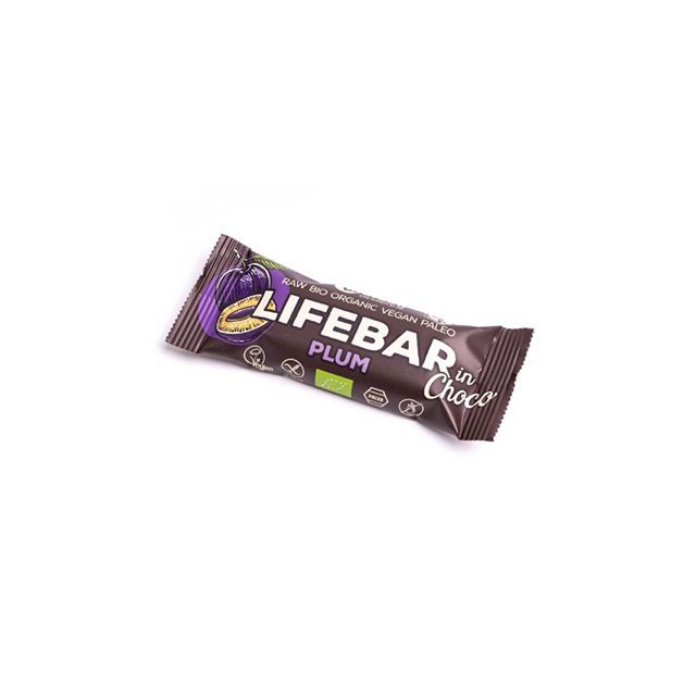 Lifebar baton cu prune in ciocolata raw bio 40g, Lifefood