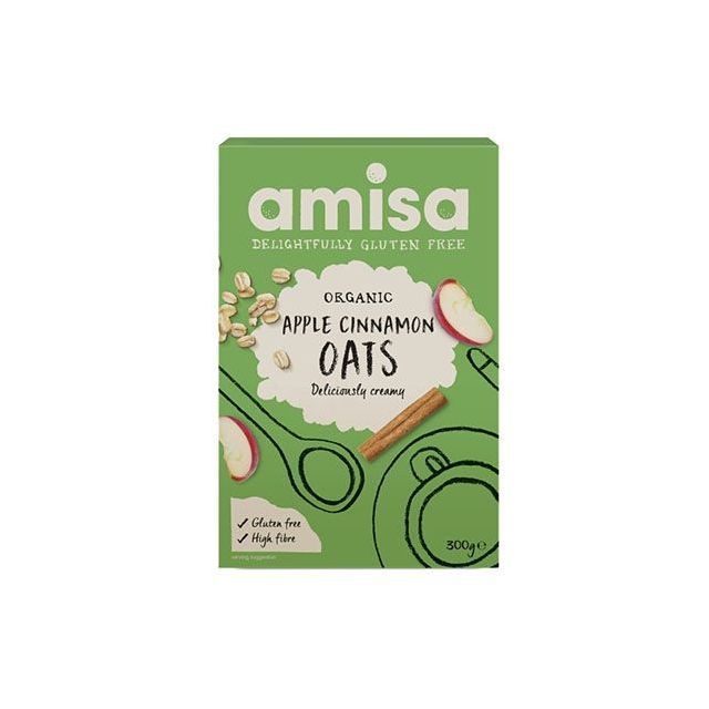 Porridge din ovaz cu mar si scortisoara fara gluten bio 300g, Amisa