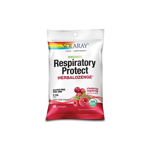 Respiratory Protect HerbaLozenge Cranberry Raspberry 18 dropsuri pentru gat, Solaray