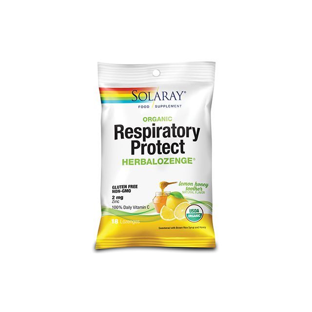 Respiratory Protect HerbaLozenge Lemon Honey Soother 18 dropsuri pentru gat, Solaray