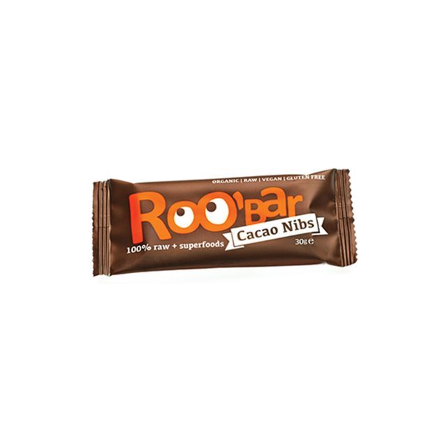 Baton raw bio cu miez de cacao si migdale 30g, Roobar