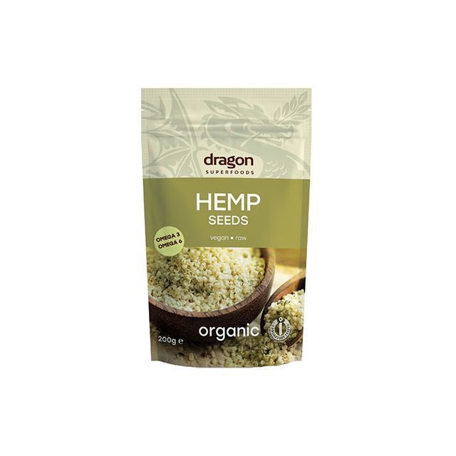 Seminte de canepa decorticate raw bio 200g, Dragon Superfoods