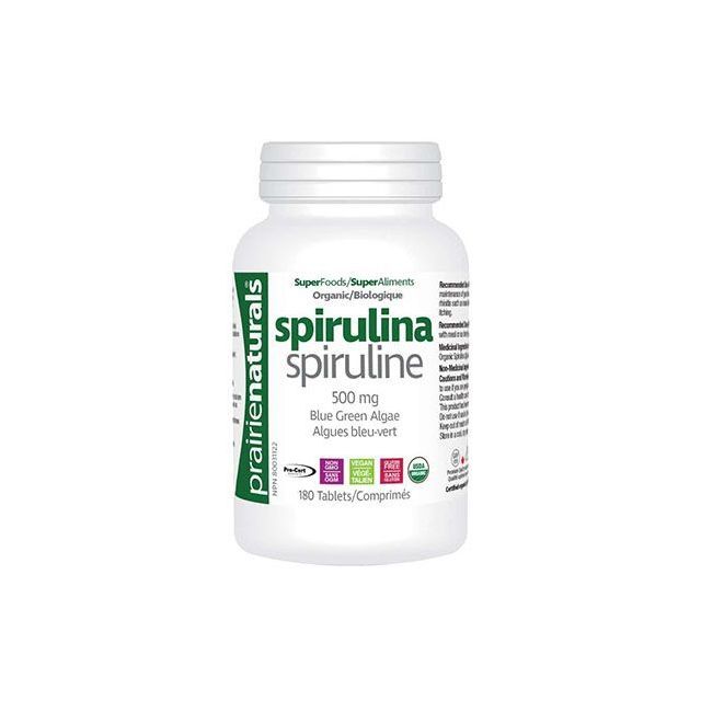 Spirulina biologica 500mg 180 cpr, Prairie Naturals