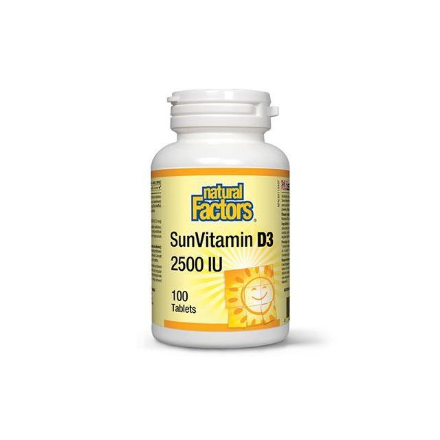 SunVitamin D3 Forte 2500UI 100 tbl, Natural Factots