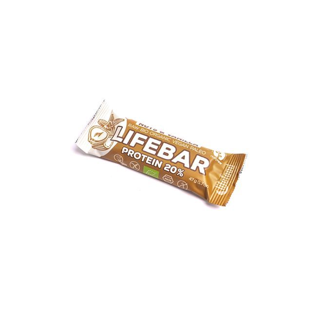 Lifebar baton proteic cu nuci si vanilie raw bio 47g, Lifefood