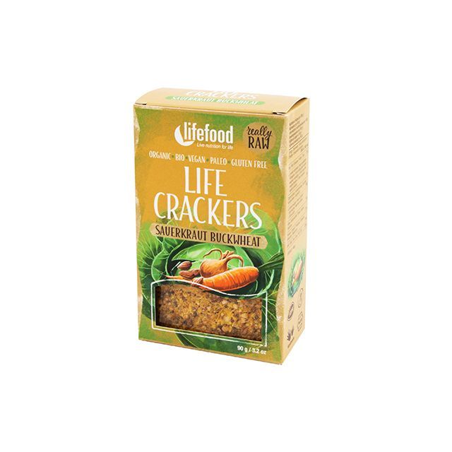 Lifecrackers raw cu varza murata si hrisca bio 90g, Lifefood