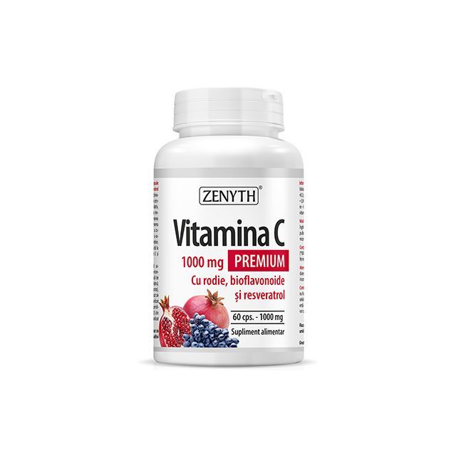 Vitamina C Premium cu rodie, bioflavonoide si resveratrol 1000mg 60 cps, Zenyth