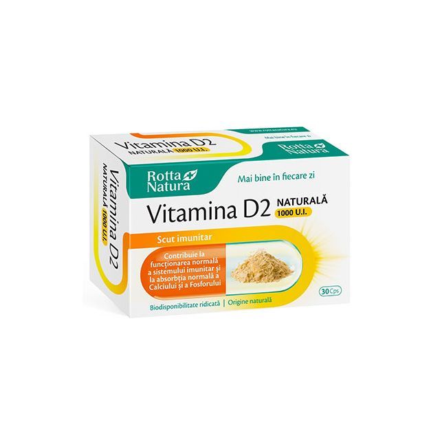 Vitamina D2 naturala 1000UI 30 cps, Rotta Natura