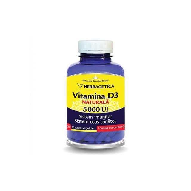 Vitamina D3 Naturala 5000UI 120cps, Herbagetica