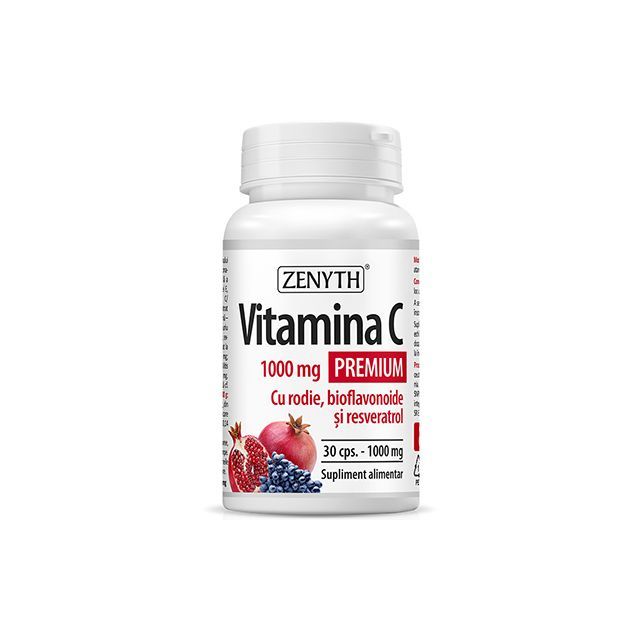Vitamina C Premium cu rodie, bioflavonoide si resveratrol 1000mg 30 cps, Zenyth