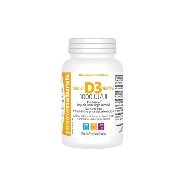 Vitamina D3 Forte 1000UI 180 cps, Prairie Naturals