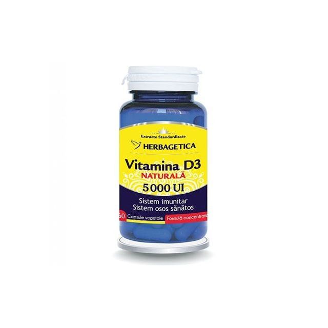 Vitamina D3 Naturala 5000UI 60cps, Herbagetica