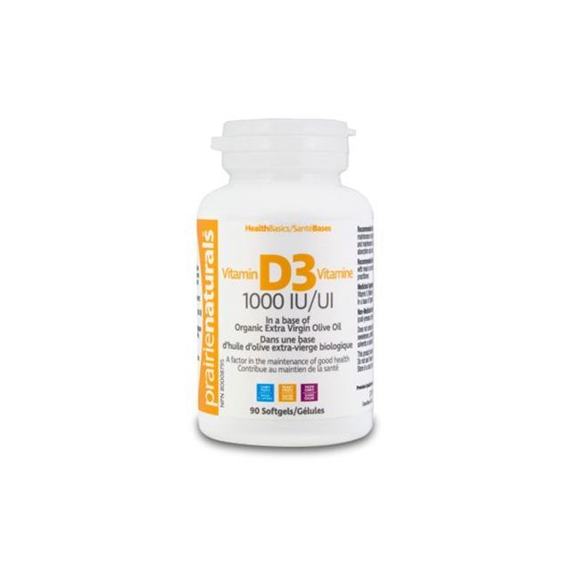 Vitamina D3 Forte 1000UI 90 cps, Prairie Naturals