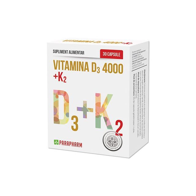 Vitamina D3 + K2 30 cps, Parapharm