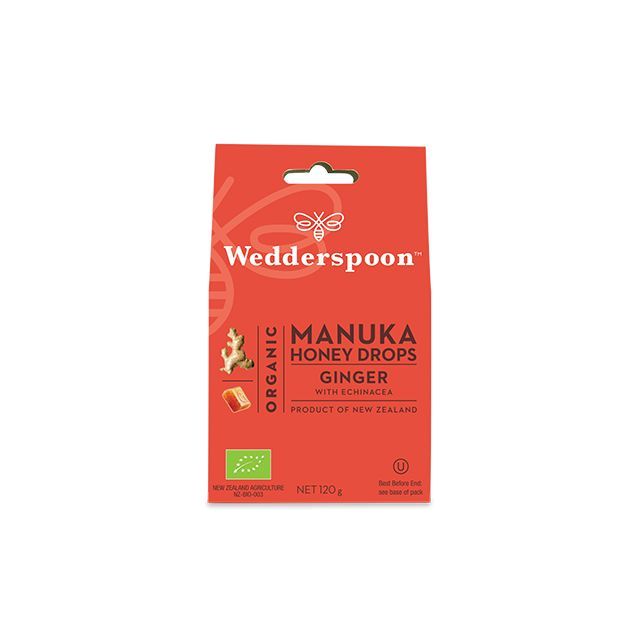 Bomboane (Dropsuri) cu Miere de Manuka, Ghimbir si Echinacea 120g, Wedderspoon