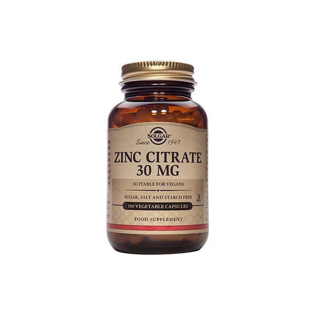 Zinc Citrate (Citrat de Zinc) 30mg 100 cps, Solgar