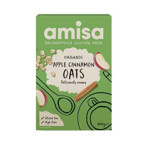 Porridge din ovaz cu mar si scortisoara fara gluten bio 300g, Amisa