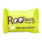 ROObiotic energy ball cu fulgi de ciocolata si matcha bio 22g, Roobar